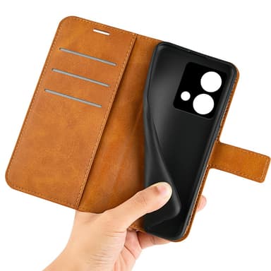 SKALO Motorola Moto G84 5G Premium Wallet Lompakkokotelo - Vaaleanruskea