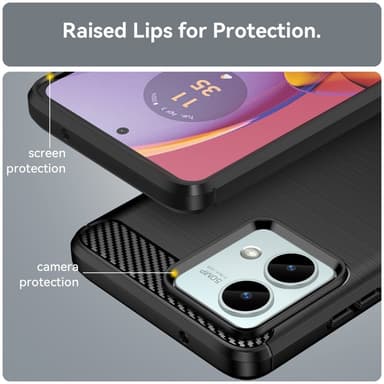 SKALO Motorola Moto G84 5G Armor Carbon Iskunkestävä TPU suojakuori - Musta