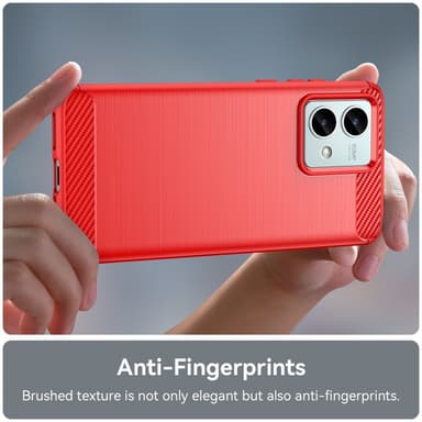 SKALO Motorola Moto G84 5G Armor Carbon Iskunkestävä TPU suojakuori - Punainen