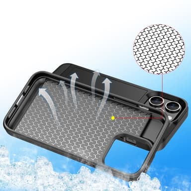 iPhone 15 PC+TPU -puhelimelle Suojakuori Liukuva Korttiteline