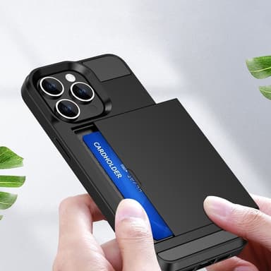 iPhone 15 PC+TPU -puhelimelle Suojakuori Liukuva Korttiteline