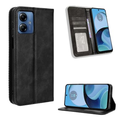 Motorola Moto G14 teline puhelinkotelo täysi suojaus lompakon suojus - musta