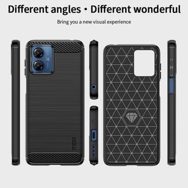 MOFI Motorola Moto G14 Hiilikuitu Tekstuuri Kuori Harjattu - Musta