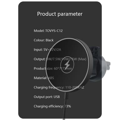 C12 15W auton magneettinen langaton laturi iPhone 14/13/12 -sarjalle