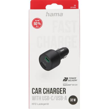 Billaddare USB-C USB-A PD/Qualcomm 32W