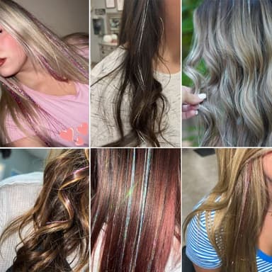 Tinsel Hair 6 Pack Clip in Hiustenpidennykset Laser Gold Wire Kiiltävät peruukkikappaleet Monivärinen