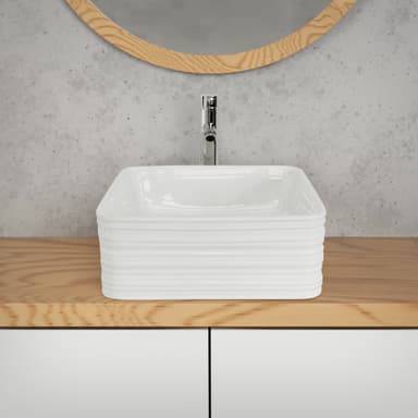 ML-Design Kiiltävä valkoinen keraaminen pesuallas 39x39x15cm, kiiltävä valkoinen