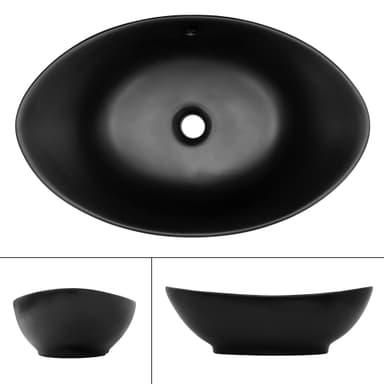 ML Design keraaminen pesuallas musta matta, 59x38x19 cm, soikea, ovaali