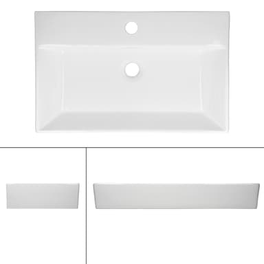 Suorakulmainen pesuallas 60,5x36,5x13 cm valkoinen keraaminen