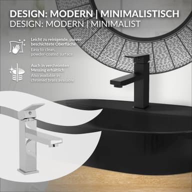 LuxeBath kylpyhuonehana, mattamusta, ruostumaton teräs-messinki