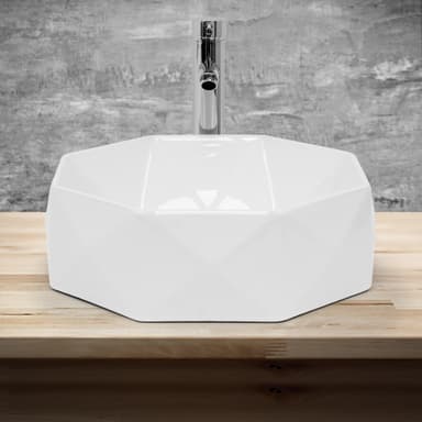 ML-Design keraaminen pesuallas valkoinen kiiltävä, Ø 42x13,5 cm
