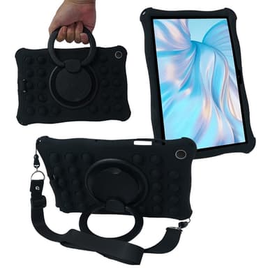 SKALO Samsung Tab A9+ Shock Resistant Armor Popit Silicone Kuori  - Musta