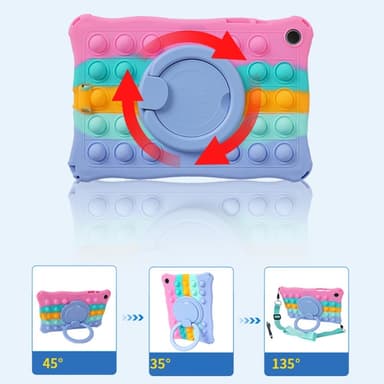 SKALO Samsung Tab A9 Shock Resistant Armor Popit Silicone Kuori  - Rainbow