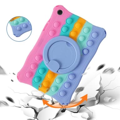 SKALO Samsung Tab A9 Shock Resistant Armor Popit Silicone Kuori  - Rainbow