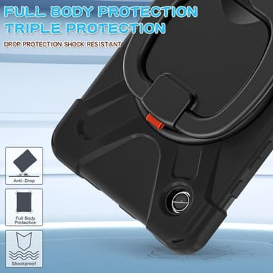 SKALO Samsung Tab A9 Extra Shockproof Armor 360 Kahva/Tripod Suojakuori - Musta