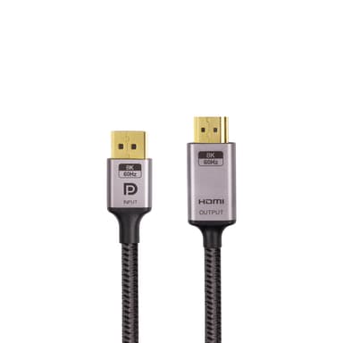 NÖRDIC 3m Displayport 1.4 - HDMI 2.1 8K60Hz 4K120/144Hz Dynamic HDR 32.4Gbps Dolby ATMOS