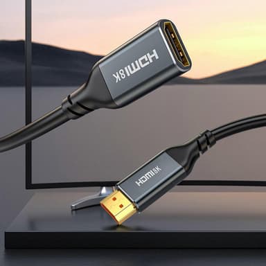 NÖRDIC HDMI 8K60Hz 4K 120Hz jatkojohto uros-naaras 20cm HDMI2.1 48Gbps