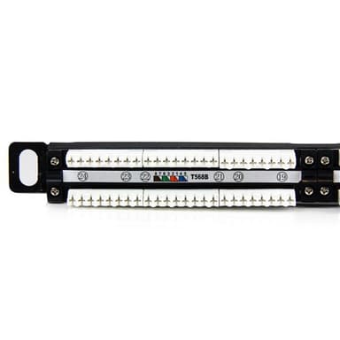 STARTECH StarTech.com PANELHU24, RJ-45, Cat5e, Musta, Telinekiinnitys, 0.5U, 482 mm