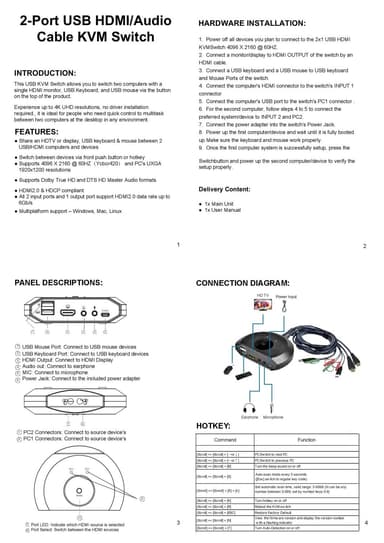 NÖRDIC KVM-kytkin 2 - 1 HDMI 2.0 4K60Hz