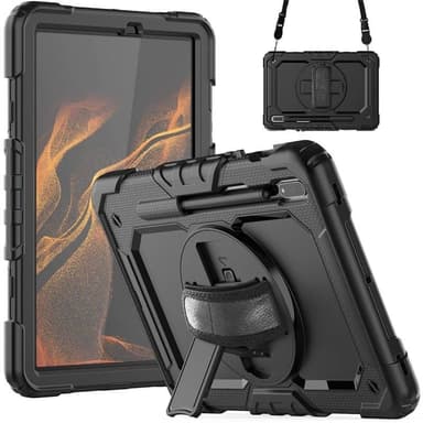 Hybridikuori olkahihnalla Samsung Galaxy Tab S9 Plus 12.4 - Musta