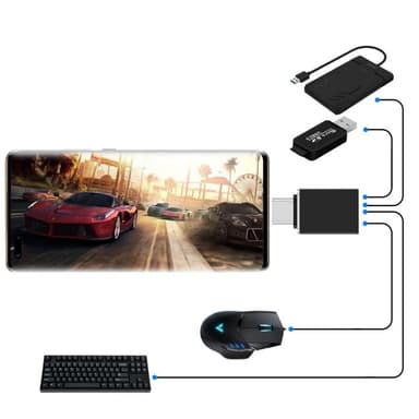 USB C USB 3.1 -sovitin alumiiniseosta Musta