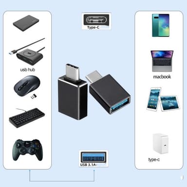 USB C USB 3.1 -sovitin alumiiniseosta Musta