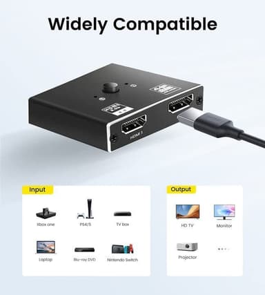 HDMI 2.0  2 in 1 out 4K HDMI adapteri