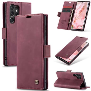 CaseMe Smart Magnet FlipCase Samsung Galaxy S24 Ultra - Viininpunainen