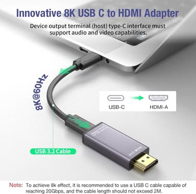 NÖRDIC USB-C - HDMI 8K60Hz -sovitin