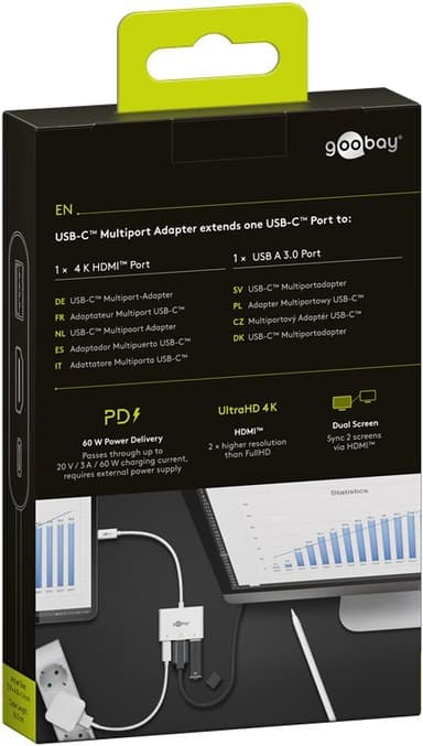 USB-C™ multiport-adapter HDMI™ (4K   30 Hz), 3 A 60 W, vit