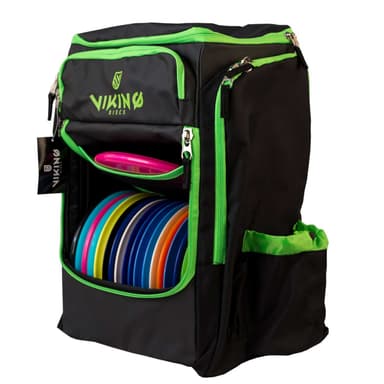 Viking Discs Tour Bag frisbeegolf reppu - Musta/Lime