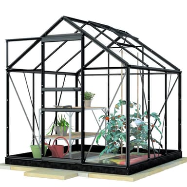 Lykke Kasvihuone Glass 3,8m2, musta