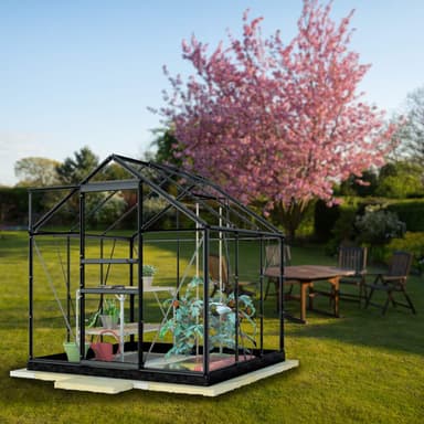 Lykke Kasvihuone Glass 3,8m2, musta