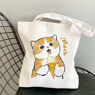 Monikäyttöiset ostoskassit Kangaskassit Kissa syö jäätelöä