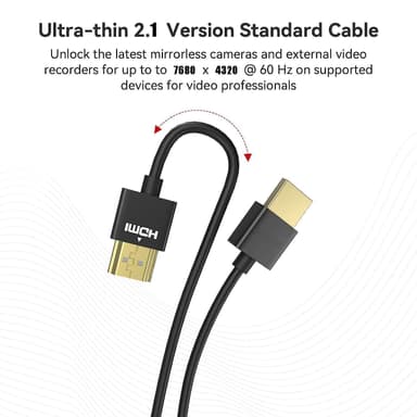 NÖRDIC 50 cm ohut Ultra High Speed ​​​​HDMI2.1 8K 60 Hz 4K 120 Hz 48 Gbps Dynaaminen HDR eARC -pelitila VRR Dolby ATMOS