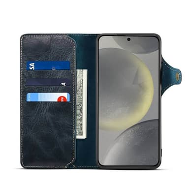 Lompakkokotelo 3-kortti aitoa nahkaa Samsung Galaxy S24 - Sininen