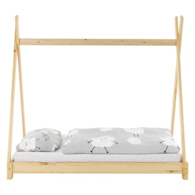 Lasten sänky, jossa on säleikön runko ja patja 70x140 cm luonnonvärinen