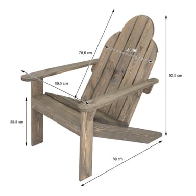 ECD Germany Puutarhatuoli 92,5x69.5x89cm, massiivipuuta harmaa puu