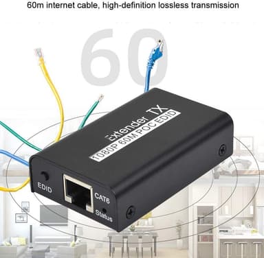 NÖRDIC HDMI Cat6 -laajennus, 60 m, 1080p 60 Hz, HD EDID -toiminto, HDMI-laajennus, Plug & Play