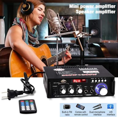NÖRDIC Bluetooth 5.0 Stereovahvistin 2x40W AUX / USB / BT Audiovahvistin FM 2xMIC-tulolla