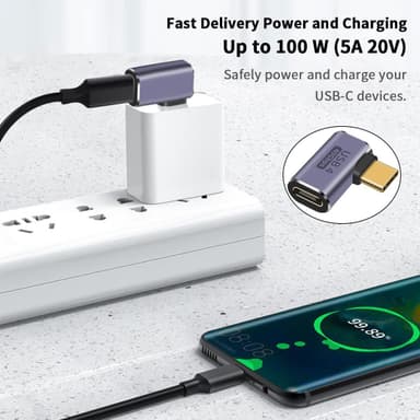 NÖRDIC USB4 kulmikas sovitin uros-naaras 40G 8K30Hz PD100W