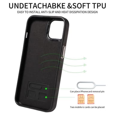 Monikäyttöinen puhelinkotelo korttitelineellä iPhonelle iPhone 15 Pro