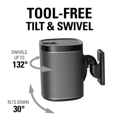 SANUS Wall Mount for Sonos One SL Play:1 Play:3 Pair Black