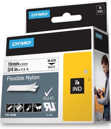 DYMO Rhino Professional, joustava merkkausteippi nyloni, 19 mm