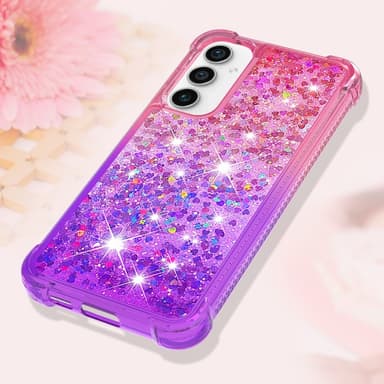 SKALO Samsung S23 FE Juoksuhiekka Glitter Sydämet TPU kuori - Pinkki-Violetti