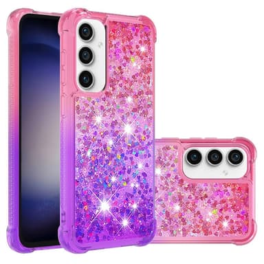 SKALO Samsung S23 FE Juoksuhiekka Glitter Sydämet TPU kuori - Pinkki-Violetti