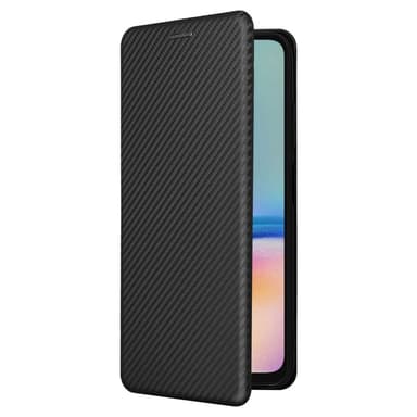 SKALO Samsung A05s 4G Carbon Fiber Lompakkokotelo - Musta