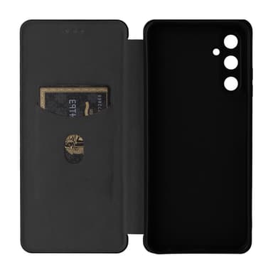 SKALO Samsung A05s 4G Carbon Fiber Lompakkokotelo - Musta