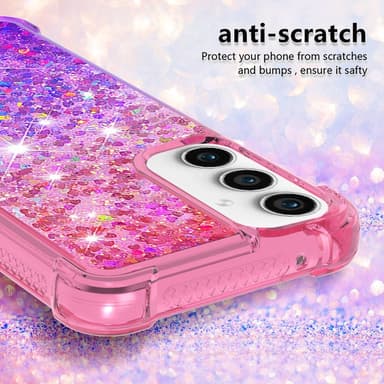 SKALO Samsung S23 FE Juoksuhiekka Glitter Sydämet TPU kuori - Pinkki-Violetti