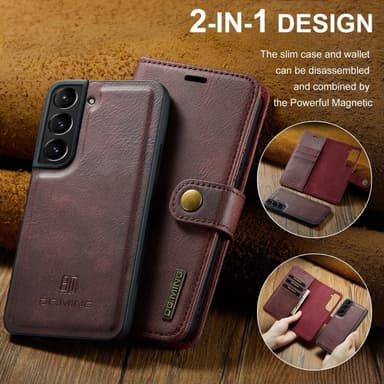 DG MING Samsung S24 2-in-1 magneetti lompakkokotelo - Punainen